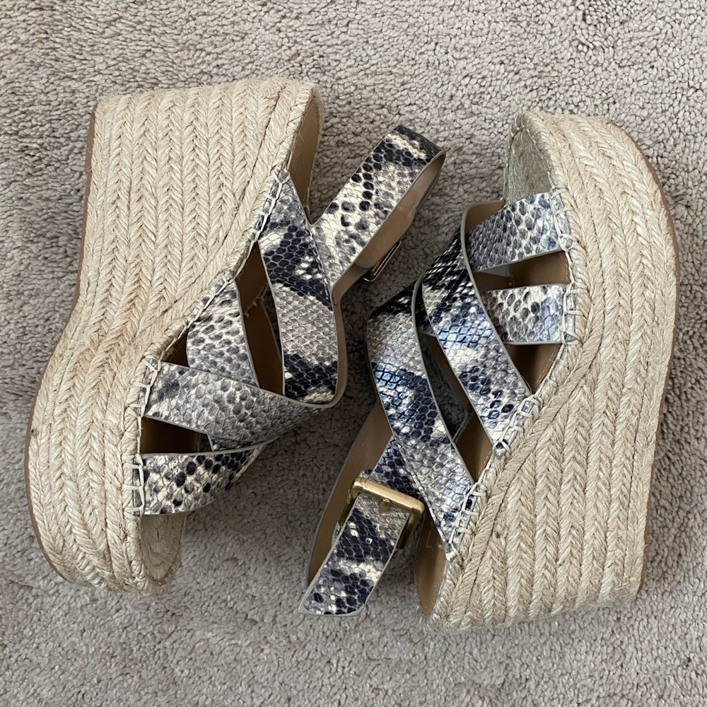 Marc Fisher snakeskin wedge espadrille sandals